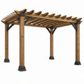 Pergola da giardino 300x300x240 cm in legno marrone con staffe nere - struttura a listelli per esterno