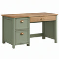 Scrivania 120 x 60 x 75 cm in legno verde e naturale con 3 cassetti stile classico