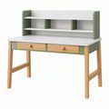 Scrivania 100 x 55 x 115 cm in legno bianco e verde con ripiani e cassetti stile nordico