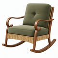 Sedia a dondolo 68 x 90 x 100 cm in legno e rattan verde stile classico