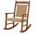 Sedia a dondolo 110 x 62 x 100 cm in legno marrone con seduta intrecciata naturale