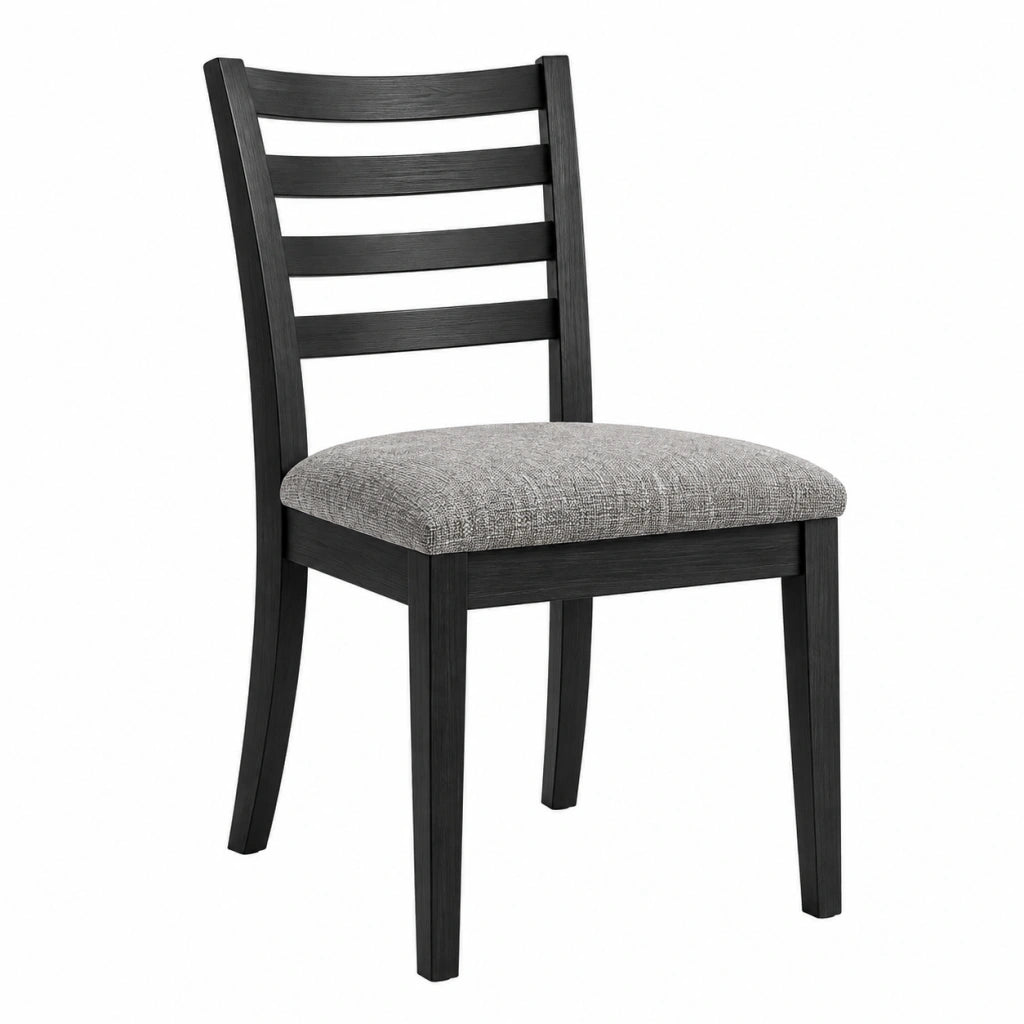 Sedia da pranzo 45 x 52 x 95 cm in legno nero con seduta imbottita grigia stile moderno