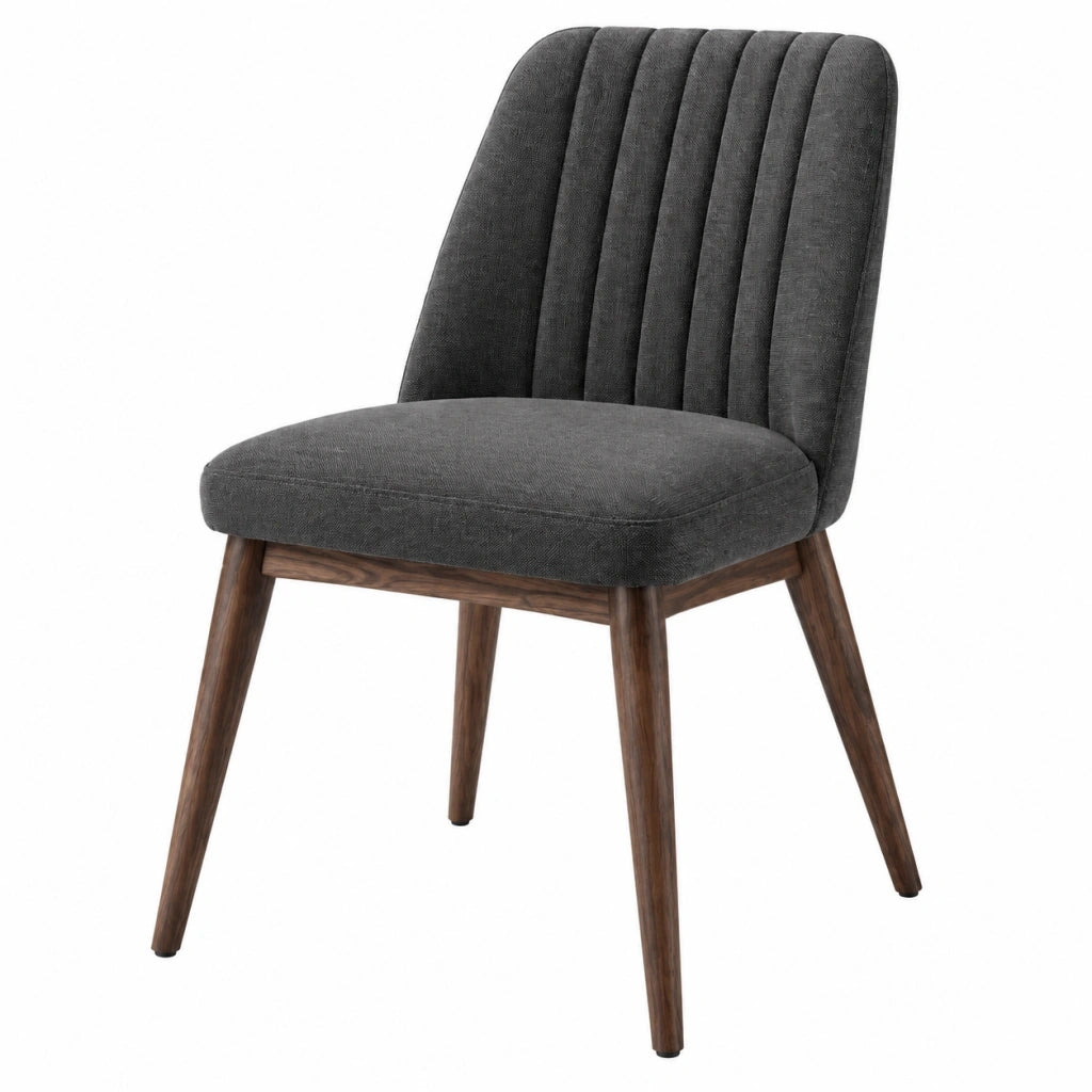 Sedia da pranzo 52 x 60 x 85 cm in tessuto grigio scuro con gambe in legno stile moderno