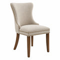 Sedia da pranzo 52 x 65 x 100 cm in tessuto beige con gambe in legno stile classico