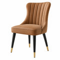 Sedia da pranzo 56 x 63 x 92 cm in similpelle cognac - schienale alto a canali