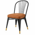 Sedia da pranzo 48 x 53 x 88 cm in metallo nero con seduta effetto pelle marrone stile industriale