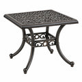 Tavolino da esterno 56 x 56 x 56 cm in metallo nero con piano traforato classico