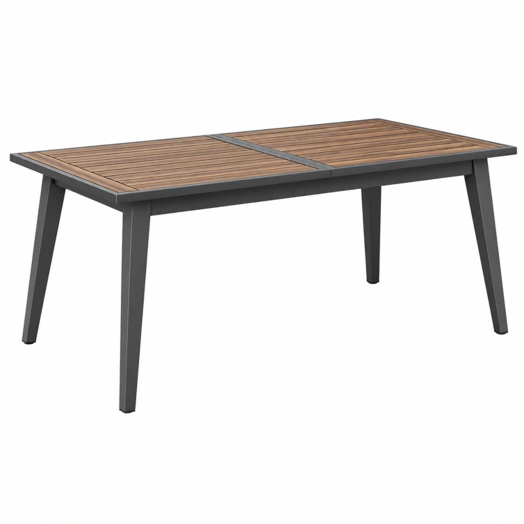 Tavolo da pranzo da esterno 160 x 90 x 75 cm in legno e metallo marrone nero stile moderno