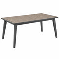 Tavolo da giardino estensibile 180 x 100 x 74 cm in alluminio grigio con piano effetto legno