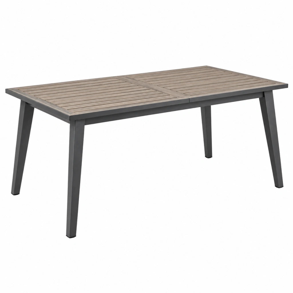 Tavolo da giardino estensibile 180 x 100 x 74 cm in alluminio grigio con piano effetto legno