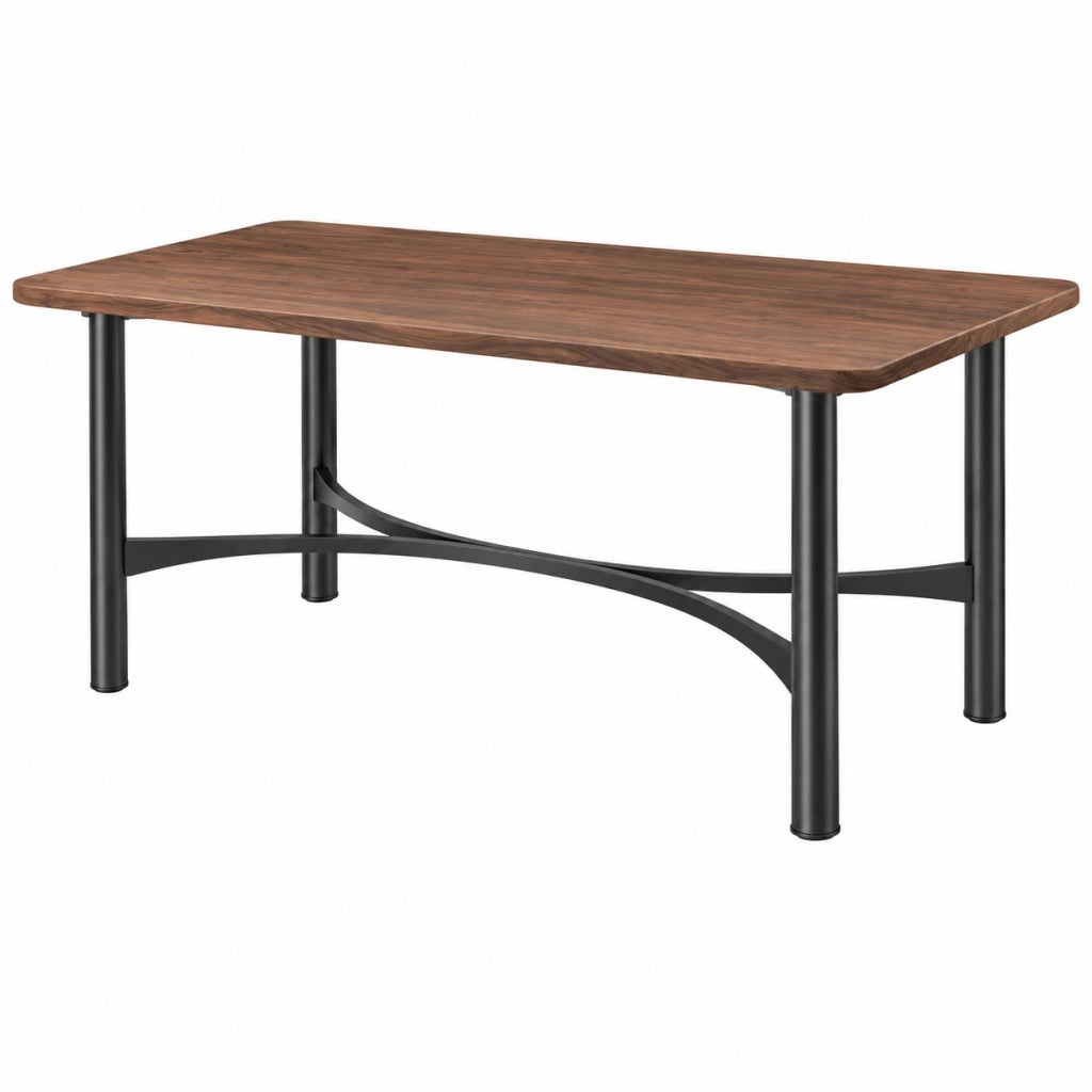 Tavolo da pranzo 140 x 80 x 75 cm in legno marrone e metallo nero - stile industriale