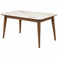 Tavolo da pranzo 160 x 90 cm in ceramica effetto marmo bianco e legno noce moderno
